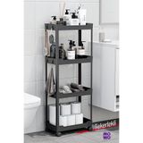 Mowo Home Mowo 4 Katlı Siyah Tekerlekli Banyo Rafı, Mutfak Rafı, Havluluk, Deterjanlık Makyaj Organizer Vesken