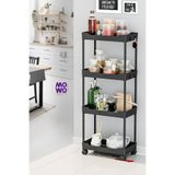 Mowo Home Mowo 4 Katlı Tekerlekli Mutfak Rafı, Banyo Rafı, Kitaplık, Düzenleyici Açık dolap