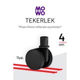 Mowo Home Siyah Tekerlek Seti, Mowo Plastik Raf Sistemi Tekerleği