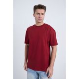 Moxe Collection Erkek Oversize Basic Tişört Bordo - XL