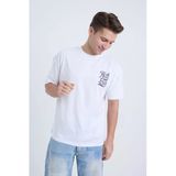 Moxe Collection Erkek Oversize Baskılı Tişört Beyaz Refuse To Sink