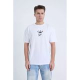 Moxe Collection Erkek Oversize Baskılı Tişört Beyaz Team