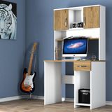 Moxen Mobilya C2 Kitaplıklı Çalışma Masası - Y: 166 cm D: 55 cm G: 88 cm - Beyaz - Ceviz