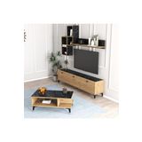 Moxen Mobilya Mts2 Mira Duvar Raflı Tv Sehpası-kitaplıklı Tv Ünitesi Ve Orta Sehpa Sepet-bendir