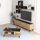 Moxen Mobilya Mts2 Mira Duvar Raflı Tv Sehpası Kitaplıklı Tv Ünitesi Ve Orta Sehpa