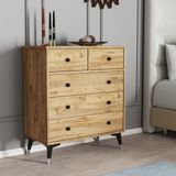 Moxen Mobilya S13 Çam Modern Tasarım Şifonyer 5 Çekmeceli 80x90 cm Fonksiyonel Kullanım - Atlantik Çam
