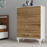 Moxen Mobilya S2 Şifonyer Ceviz - Beyaz 4 Çekmeceli Modern Tasarım 70x97x38 cm