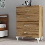 Moxen Mobilya S3 Modern Şifonyer Ceviz Renk 4 Çekmeceli 70x97x38 cm E1 Kalite Malzeme