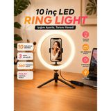 Moxti Masa Tripodlu 10 Inç LED Ring Lıght Influencer Youtuber Tiktok Telefon Tutucu Çekim Işığı - Beyaz