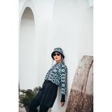 Mozaic Kadın Kısa Desenli Fermuarlı Tam Kapalı Tesettür Mayo 3'lu Set - Mint - Beyaz - Siyah - 44
