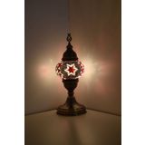 Mozaik Masa Lambası ,Mozaik Abajur,Masa Üstü Otantik Lamba,Dövme Desen Sıvama Lamba , pembe MODEL17