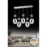 Mozaik Model 5"li Gümüş 3 Renk Modu Yemek Masası Oturma Çocuk Yatak Odası Modern Ledli Avize