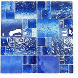 MozaiKristaL Banyo Havuz ve Tüm Yüzeyler Için Desenli Mavi 30X30CM. Fileli Kristal Cam Mozaik. ( 11 File Karo=1 M2 Fiyatıdır. ) - 30 x 30 cm