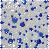 MozaiKristaL Mutfak, Banyo, Havuz, Sauna, Spa ve Yaşam Alanlarının Tüm Yüzeyleri İçin Damla Cam Mozaik. File Ölçüsü: 31.5X31.5 Cm. ( 1 Kutu = 1 m2 Fiyatıdır ) - Beyaz - Mavi
