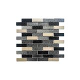 MozaiKristaL Mutfak tezgah arası 23x73x4mm. Simli Siyah-Gümüş Krom 30x30cm. Fileli Kristal Mozaik.
