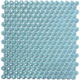 MozaiKristaL Mutfak Tezgah Arası, Banyo, Havuz, Sauna, Spa, Ev, Bahçe ve İşyeri, Yaşam Alanlarının Tüm Yüzeyleri İçin 22 Mm. Yuvarlak Cam Mozaik. ( 1 m2 fiyatıdır ) - Turkuaz