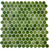 MozaiKristaL Mutfak Tezgah Arası, Banyo, Havuz, Sauna, Spa ve Yaşam Alanlarının Tüm Yüzeyleri Için 22 mm Hegzagonal P. Yeşil, 29X29 cm Fileli Cam Mozaik. ( 6 File Karo = 0.5 M2 Fiyatıdır )