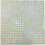 MozaiKristaL Mutfak Tezgah Arası, Havuz, Banyo, Sauna, Spa, İç ve Dış Ortamlarda Tüm Yüzeyler İçin 15X15MM. Hologramlı Beyaz . 31,5X31,5CM. Fileli Cam Mozaik. ( 1 M2 Fiyatıdır )
