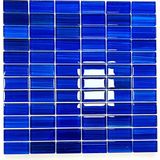 MozaiKristaL Mutfak Tezgah Arası, Havuz, Banyo, Sauna, Spa, ve Yaşam Alanlarının Tüm Yüzeyleri Için. 23X48MM Mavi. 30X30CM. Fileli Kristal Mozaik. - Cam ölçüleri: 23x48x6mm. - File ölçüsü: 30x30cm.
