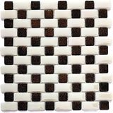 MozaiKristaL Mutfak Tezgah Arası, Havuz, Banyo, Sauna, Spa, ve Yaşam Alanlarının Tüm Yüzeyleri İçin. 25X50MM. Bej - G.kahve. 31.5X31.5 Cm. Fileli Cam Mozaik. ( 10 File Karo = 1 M2 Fiyatıdır )