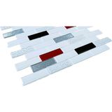 MozaiKristaL Mutfak Tezgah Arası Kristal Cam Mozaik. Cam Ölçüsü: 23X73 Mm. File Ölçüsü: 30X30 Cm. ( 1 Kutu = 11 File Karo = 1 M2 Fiyatıdır. )