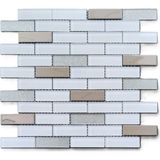 MozaiKristaL Mutfak Tezgah Arası ve 23 x 73 x 4 mm Beyaz - Gümüş Krom - Gümüş Sim 30 x 30 cm Fileli Kristal Mozaik ( 1 m2 Fiyatıdır )