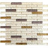 MozaiKristaL Mutfak Tezgah Arası ve İç Dekorasyon İçin Kristal Cam Mozaik. Cam Ölçüleri: 15X73X4 Mm. File Ölçüsü: 30X30 Cm. ( 1 Koli = 11 File Karo = 1 m2 fiyatıdır ) - Bej