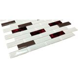 MozaiKristaL Mutfak Tezgah Arası ve Iç Dekorasyon Için Kristal Cam Mozaik. Cam Ölçüsü: 23X73 Mm. File Ölçüsü: 30X30 cm. ( 1 Koli = 1 m2 Fiyatıdır ) - Beyaz - A.Bordo