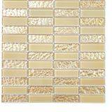 MozaiKristaL Mutfak Tezgah Arası ve Iç Dekorasyon Için Kristal Cam Mozaik. Cam Ölçüsü: 23X73 Mm. File Ölçüsü: 30X30 cm ( 1 Koli = 11 Karo file = 1 m2 Fiyatıdır ) - Bej
