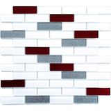 MozaiKristaL Mutfak Tezgah Arası ve Iç Dekorasyon Için Kristal Cam Mozaik. Cam Ölçüsü: 23X73 Mm. File Ölçüsü: 30X30 cm. ( 1 Kutu = 1 m2 Fiyatıdır ) - Kırmızı