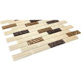 MozaiKristaL Mutfak Tezgah Arası ve Iç Dekorasyon Için Kristal Cam Mozaik. Cam Ölçüsü: 23X73 Mm. File Ölçüsü: 30X30 cm. ( 1 Kutu = 1 m2 Fiyatıdır ) - Krem - Kahve