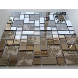 MozaiKristaL Mutfak Tezgah Arası ve Iç Dekorasyon Için, Krom-Ayna Mix Kristal Mozaik. Cam Ölçüleri: Mix. File Ölçüsü: 30x30 cm. Renk: Gümüş Krom-Ayna-Desenli Ayna Mix. ( 1 Koli=11 File Karo=1 m2 Fiyatıdır.)