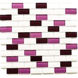 MozaiKristaL Mutfak Tezgah Arası ve Tüm Yüzeyler Için 23X48X4MM. Beyaz-Mürdüm-Lila Mix. 30X30CM. Fileli Kristal Mozaik. - Cam ölçüleri: 23x48x4mm. - File Karo ölçüsü:30x30cm. - Çok Renkli