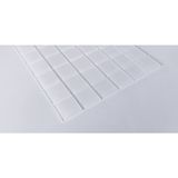 Mozaikristal Mutfak tezgah arası ve tüm yüzeyler için Kristal Cam Mozaik, Renk: Beyaz, Cam ölçüsü: 48x48x4 mm, File ölçüsü: 30x30 cm. ( 1 Kutu = 11 File Karo = 1 m2 Fiyatıdır. )