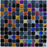 MozaiKristaL Tüm Yaşam Alanlarının Tüm Yüzeyleri İçin Parlak Siyah Mix. Cam Mozaik. Taş Ölçüsü: 25X25 Mm. File Ölçüsü: 31.5X31.5 Cm. ( 1 Koli = 10 File = 1 m2 Fiyatıdır )