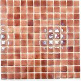 MozaiKristaL Tüm Yüzeyler Için 25X25MM. Bakır Gülü, 31,5X31,5CM. Fileli Cam Mozaik - Kahverengi