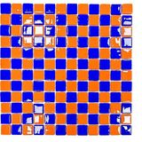 MozaiKristaL Tüm Yüzeyler Için 25X25MM. Mavi-Turuncu Damalı, 31,5X31,5CM. Fileli Cam Mozaik. (10 File=1 M2 Fiyatı) - Mozaik ölçüsü:25x25mm. - File karo ölçüsü:31.5x31.5cm. - Çok Renkli
