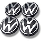 MOZOKO 65 mm Dış 56mm İç Volkswagen Logolu Siyah Krom Jant Göbeği Seti Geçmeli Jant Kapağı 4 Adet