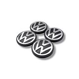 MOZOKO 70 mm Volkswagen Logolu Siyah Krom Jant Göbeği Seti Geçmeli Jant Kapağı 4 Adet