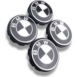 MOZOKO Bmw Uyumlu Siyah 68 mm Dış Çap 65 mm Iç Çap 10 Tırnaklı Jant Göbeği Kapak Seti, 4 Adet - Beyaz-Siyah-Beyaz - 18 inç