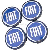MOZOKO Fiat Logolu Mavi 58 mm Dış 55 mm Iç Çap Geçmeli 3D Jant Göbeği Kapak Seti, 4 Adet