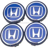 MOZOKO Honda Logolu Mavi 58 mm Dış 55 mm Iç Çap Geçmeli Jant Göbeği Kapak Seti, 4 Adet