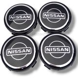 MOZOKO Nissan Uyumlu 58/55 mm Siyah Geçmeli Jant Göbeği Kapak Seti, 4 Adet Krom Görünümlü