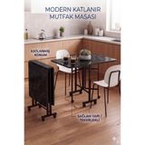 mp atelier Katlanır Tekerlekli Masa | Açılır Kapanır Portatif Yemek ve Çalışma Masası | Metal Ayak