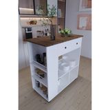 Mp Atelier Tekerlekli I Kahve Köşesi Dolabı Oval Kenarlı Mikrodalga ve Tost Makinesi Uyumlu, Modern Tasarım - Ceviz