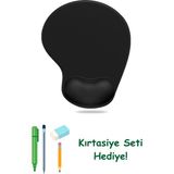 MP01 - Elips Bilek Destekli Mouse Pad Konforlu, Kaymaz Taban, Ergonomik, Yumuşak, Ev,Ofis (Siyah)