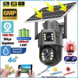 Mpıa 3+3mp 4k 4g Sim Kartlı Güneş Panel Dual Lens Solar 12000mah Alarmlı Mikrofon 360 Ptz Türkçe Uygulama Güvenlik Kamera