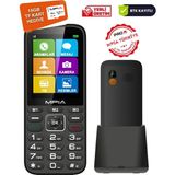 Mpıa Yerli Üretim Kameralı Türkiyede Ilk Sesli Menü ve Aramalı Büyük Ekran Tuşlu Cep Telefonu 16GB Hediye - Siyah