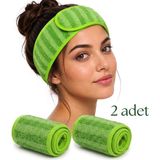 Mpy Global Yapışkanlı Yeşil Çizgili Spa Spor Yoga Cilt Bakımı Havlu Saç Bandı Kafa Bandı