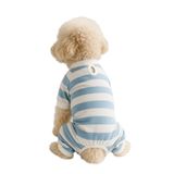 MPZ PETS Kedi ve Köpek Kıyafeti & Elbisesi 4 Bacak Mavi Beyaz Çizgili Tulum M